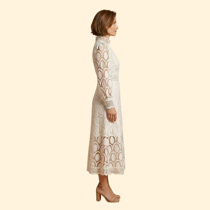 Women’s Midi Dress with Scalloped Lace