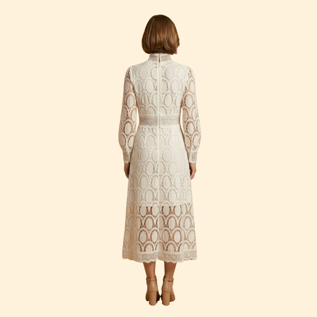 Women’s Midi Dress with Scalloped Lace