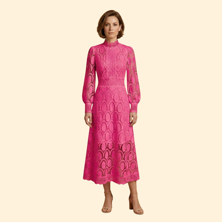 Women’s Midi Dress with Scalloped Lace
