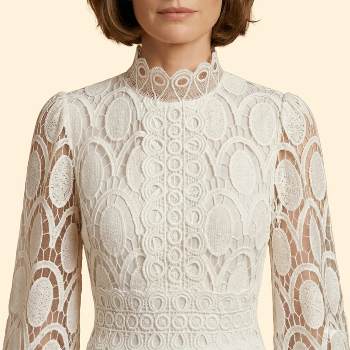 Women’s Midi Dress with Scalloped Lace