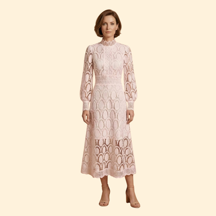 Women’s Midi Dress with Scalloped Lace