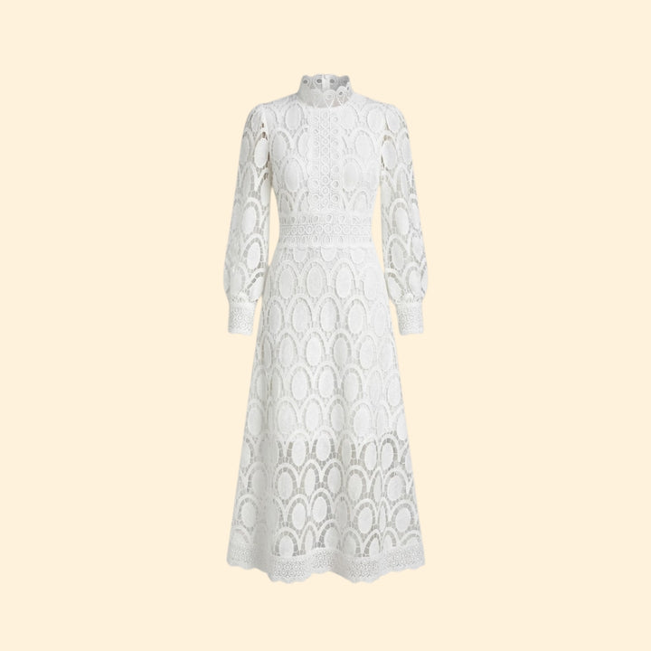 Women’s Midi Dress with Scalloped Lace