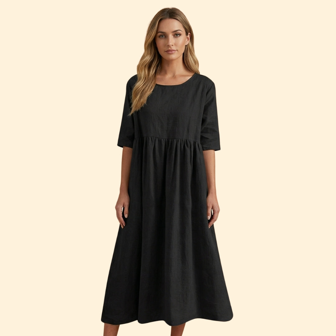 Women's Midi Dress with Short Sleeves