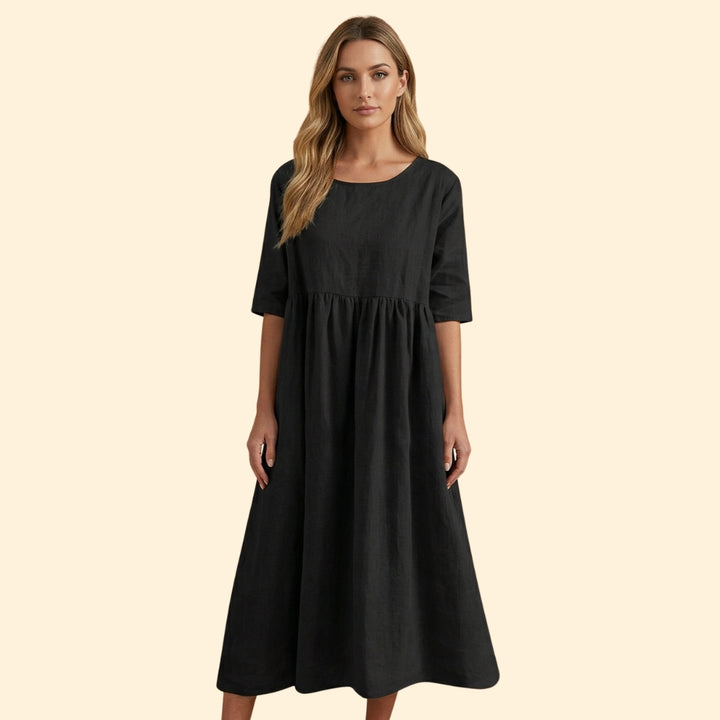 Women's Midi Dress with Short Sleeves
