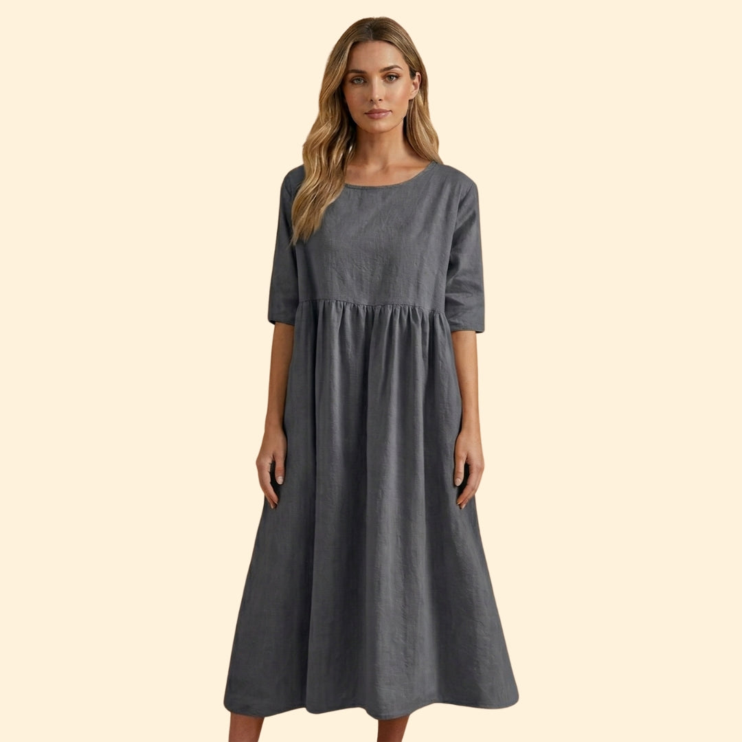 Women's Midi Dress with Short Sleeves