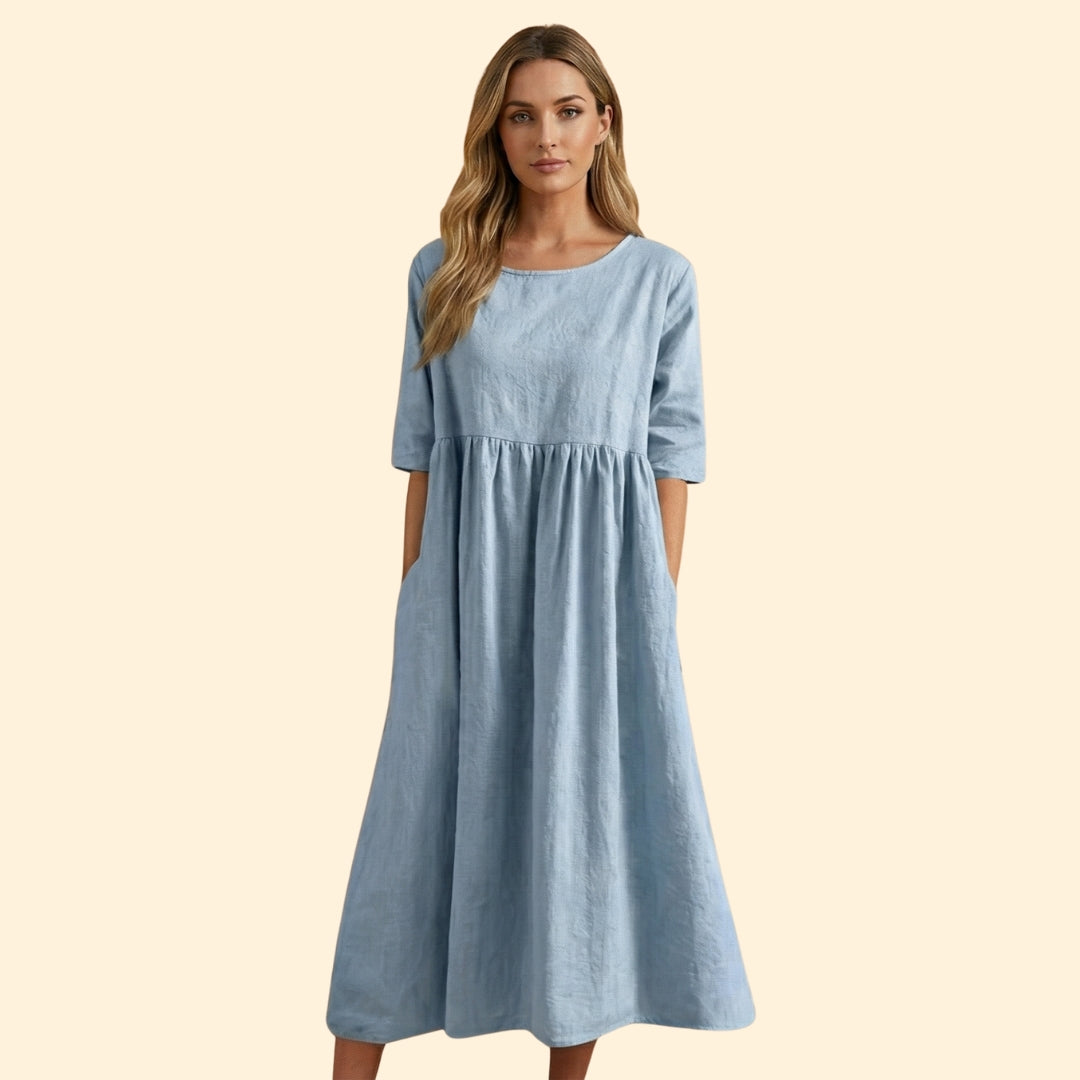 Women's Midi Dress with Short Sleeves