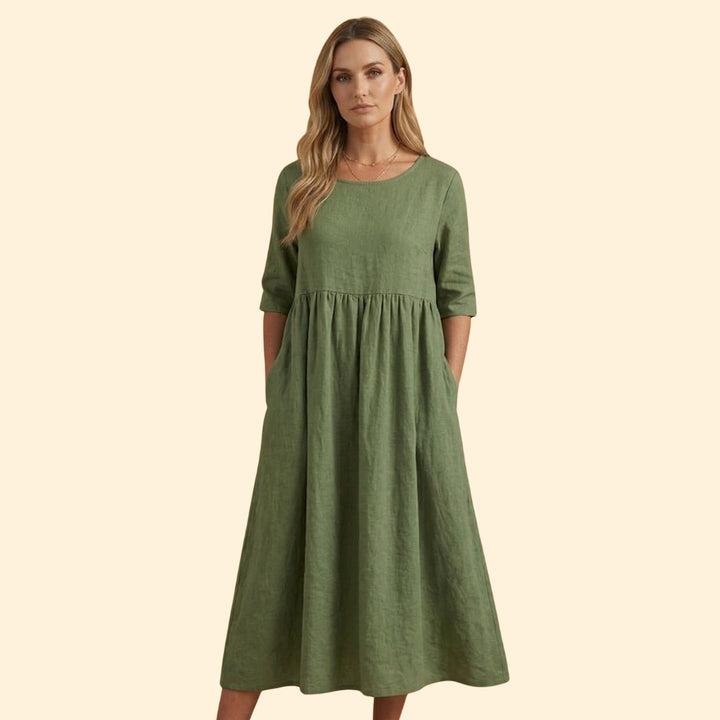 Women's Midi Dress with Short Sleeves