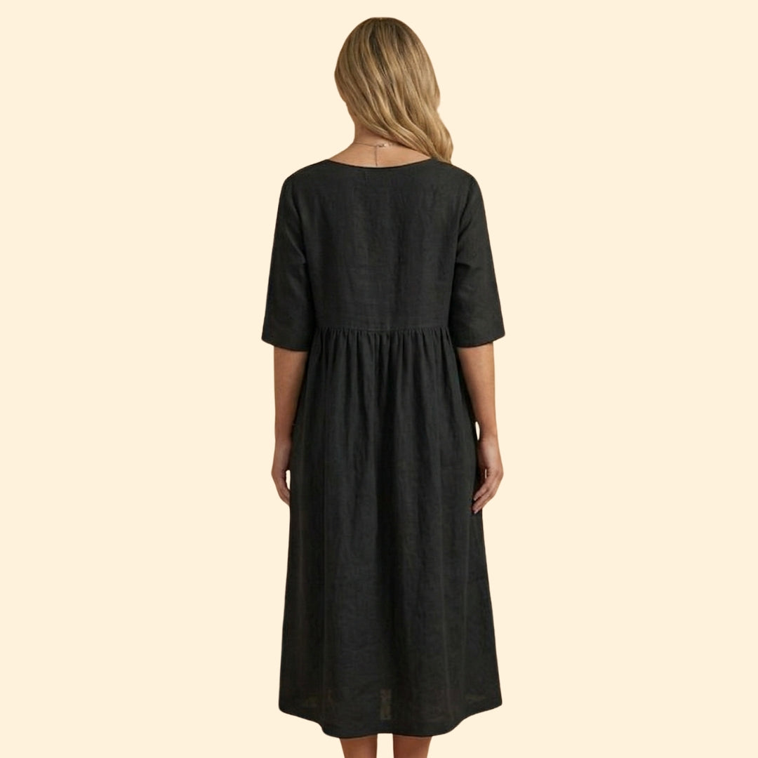 Women's Midi Dress with Short Sleeves