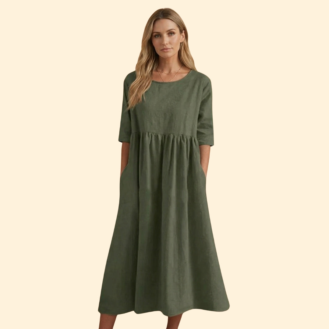Women's Midi Dress with Short Sleeves