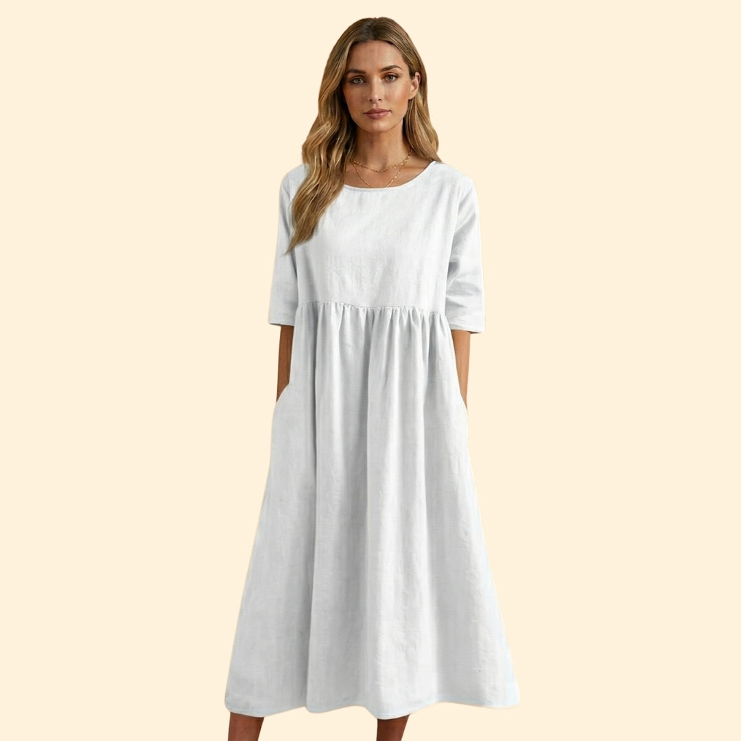 Women's Midi Dress with Short Sleeves