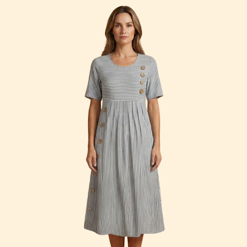 Women’s Midi Dress with Side Button Detail