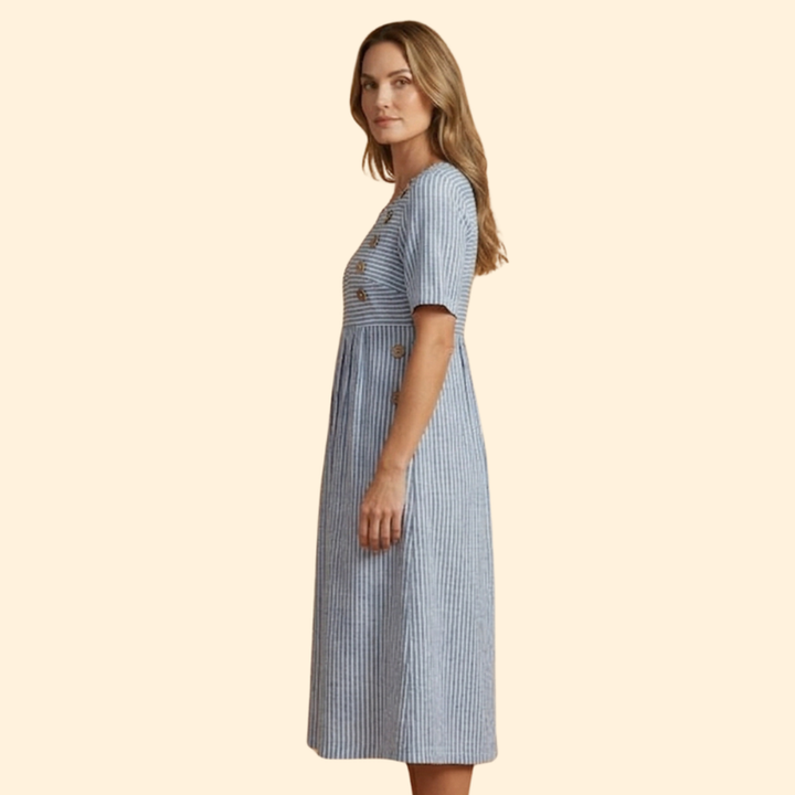 Women’s Midi Dress with Side Button Detail