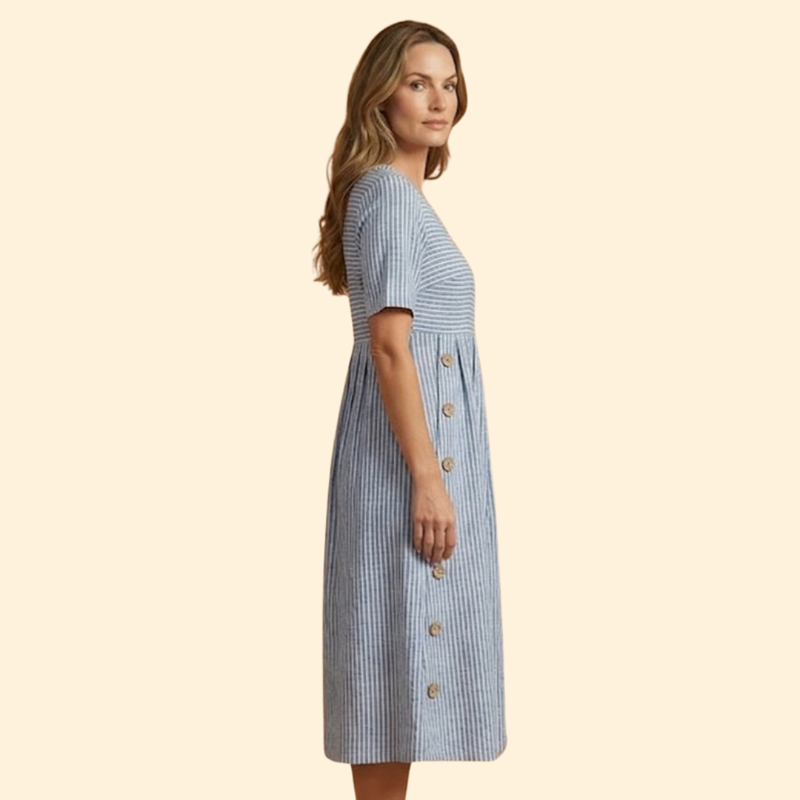 Women’s Midi Dress with Side Button Detail