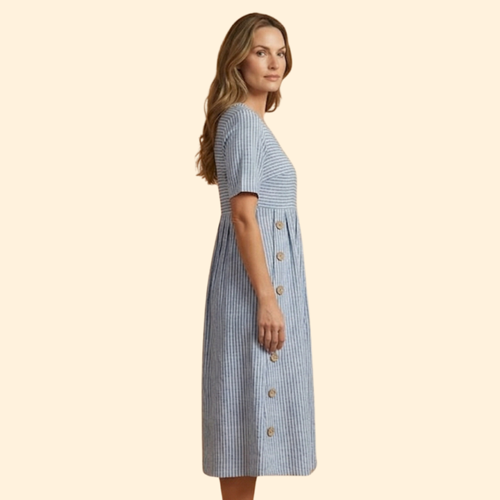 Women’s Midi Dress with Side Button Detail