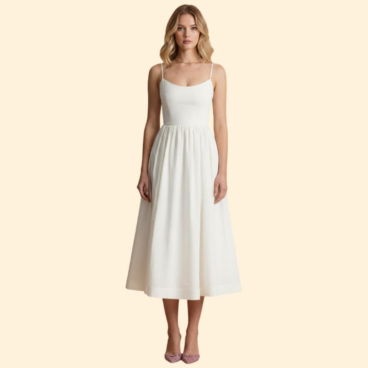 Women's Midi Dress with Square Neckline