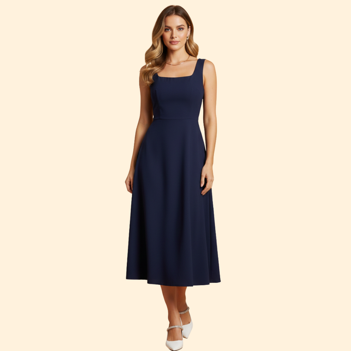 Women’s Midi Dress with Square Neckline