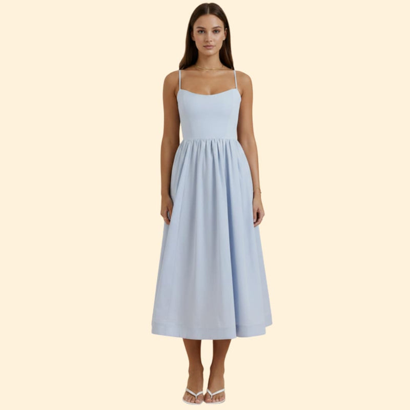 Women's Midi Dress with Square Neckline