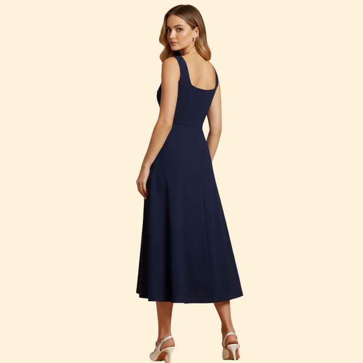 Women’s Midi Dress with Square Neckline