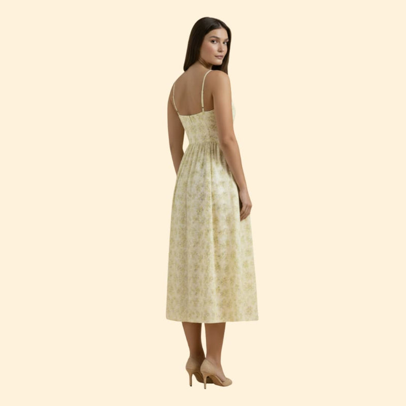 Women's Midi Dress with Square Neckline