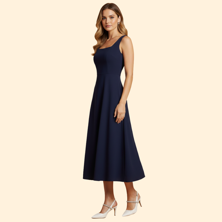 Women’s Midi Dress with Square Neckline