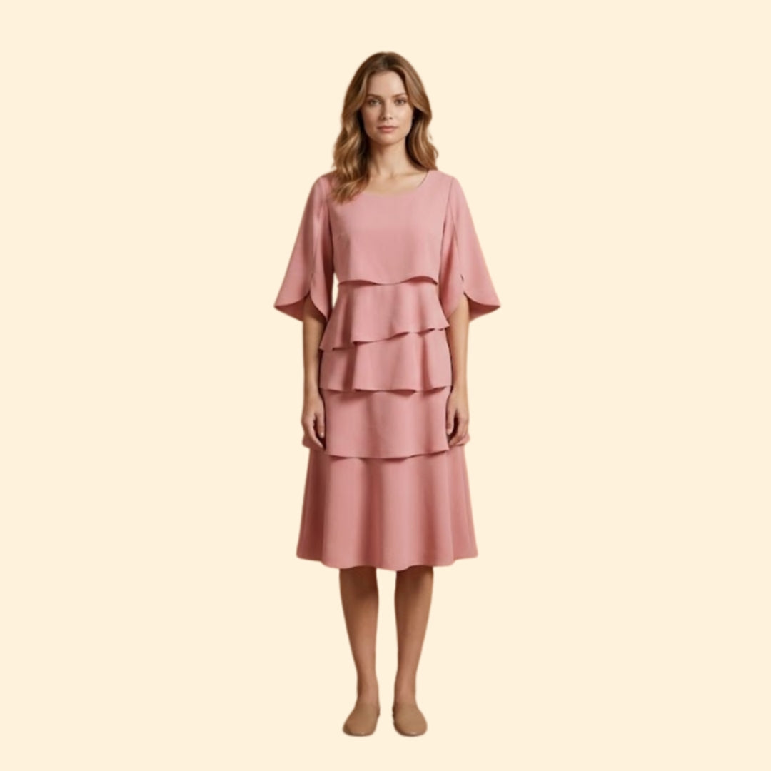 Women’s Midi Dress with Tiered Ruffles