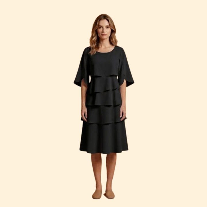 Women’s Midi Dress with Tiered Ruffles