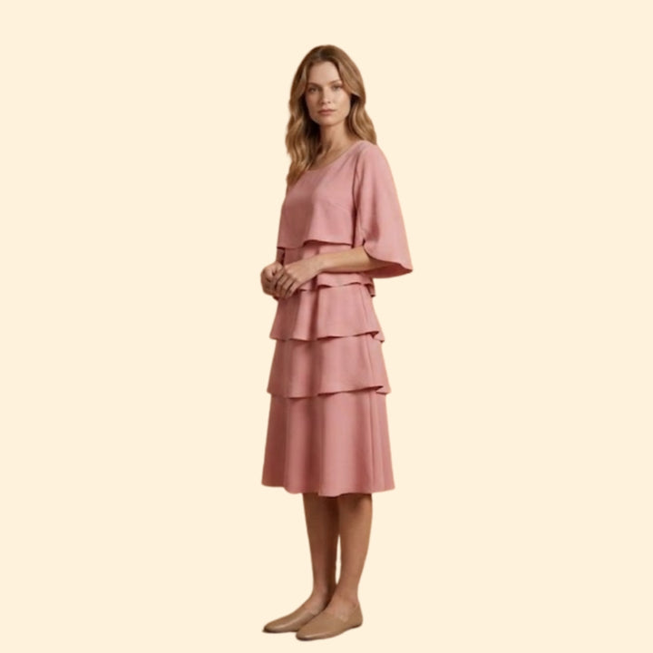 Women’s Midi Dress with Tiered Ruffles