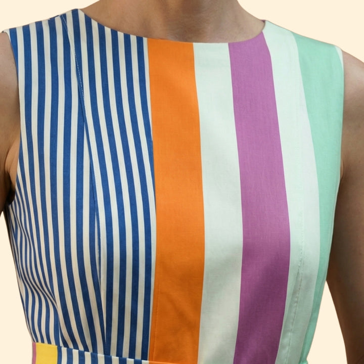 Women’s Midi Dress with Vertical Stripes