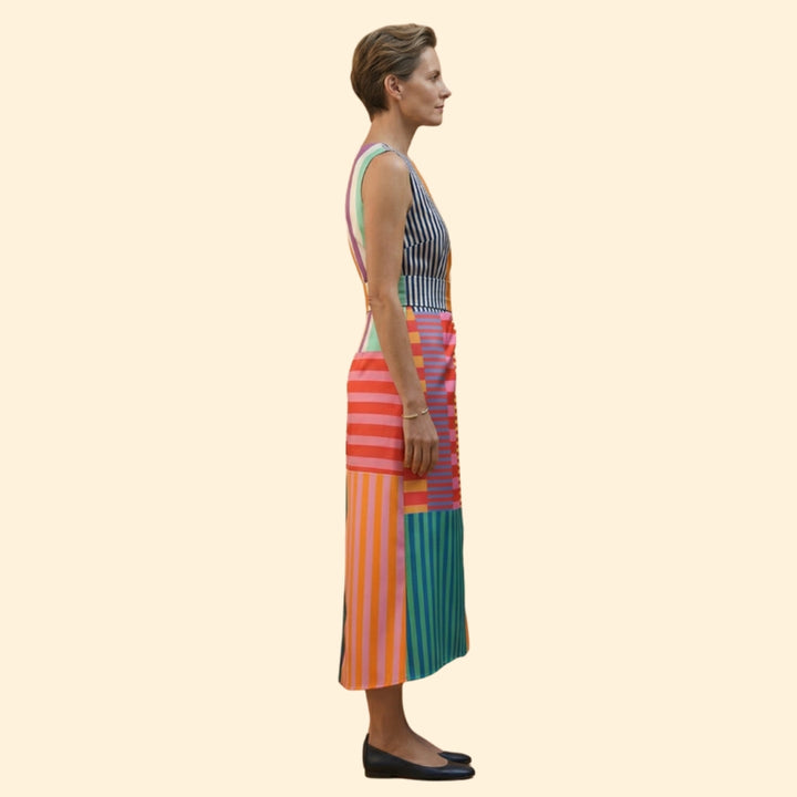 Women’s Midi Dress with Vertical Stripes