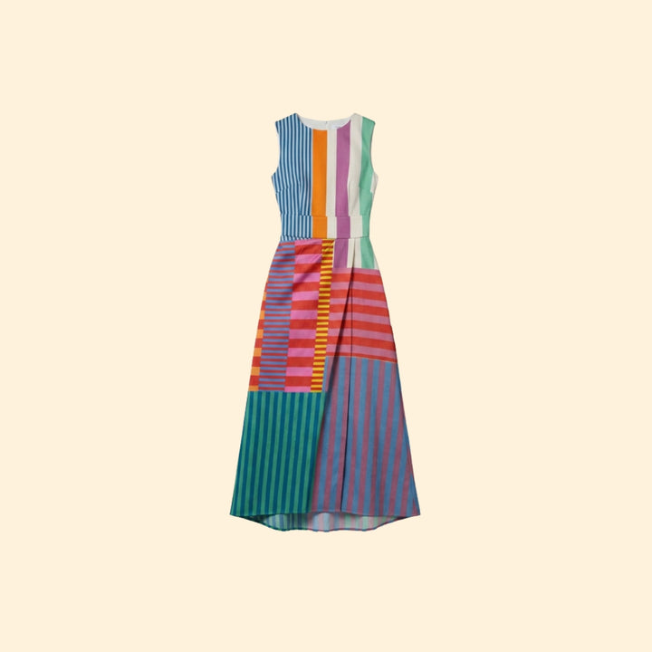 Women’s Midi Dress with Vertical Stripes