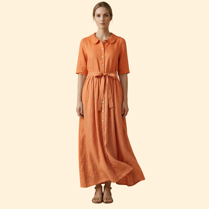 Women’s Midi Dress with Waist Tie