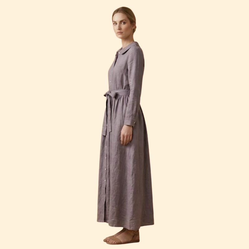 Women’s Midi Dress with Waist Tie