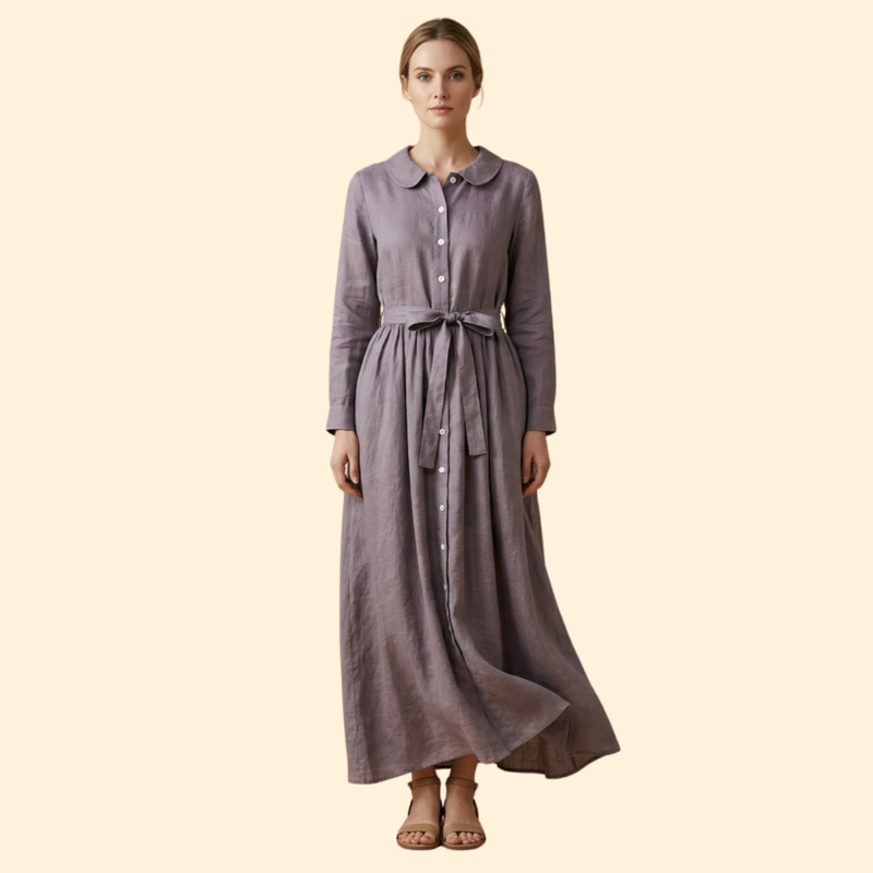 Women’s Midi Dress with Waist Tie