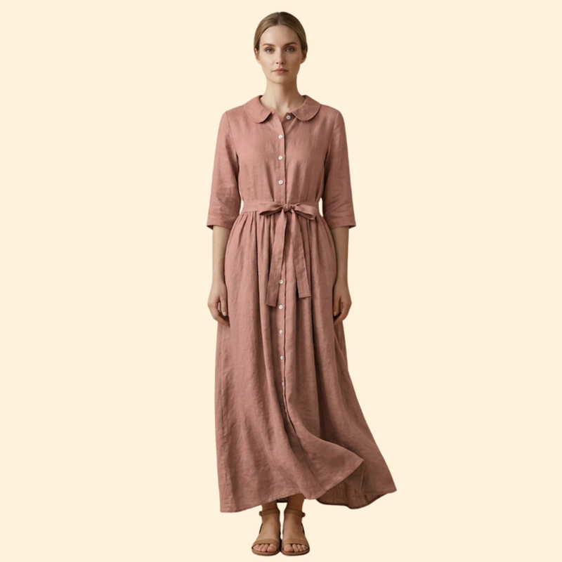 Women’s Midi Dress with Waist Tie