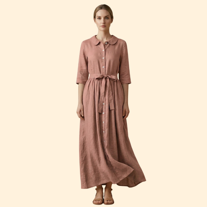 Women’s Midi Dress with Waist Tie