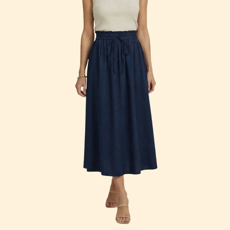 Women’s Midi Skirt with Drawstring Waist