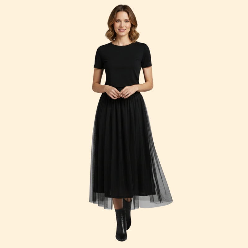 Women’s Midi Skirt with Elastic Waistband