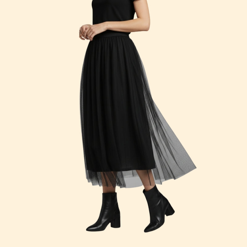 Women’s Midi Skirt with Elastic Waistband