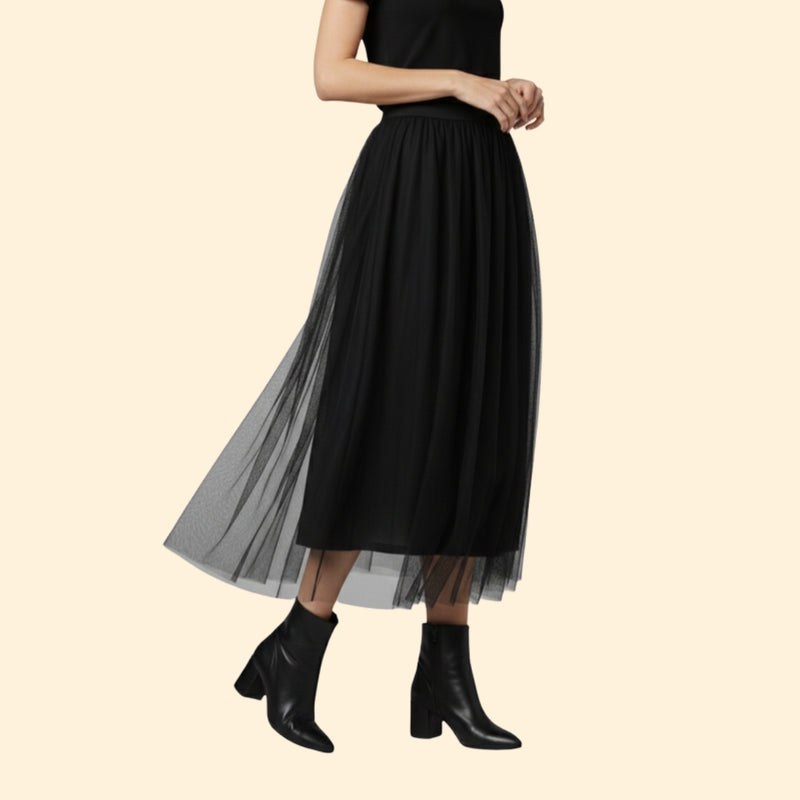 Women’s Midi Skirt with Elastic Waistband