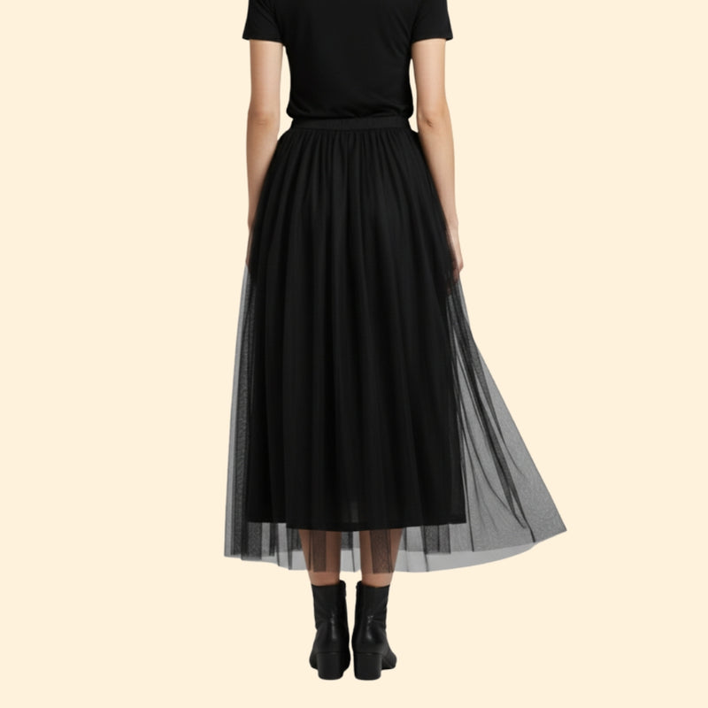 Women’s Midi Skirt with Elastic Waistband