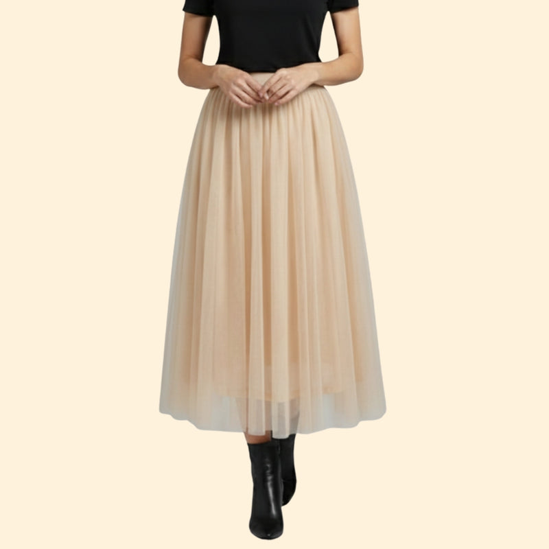 Women’s Midi Skirt with Elastic Waistband