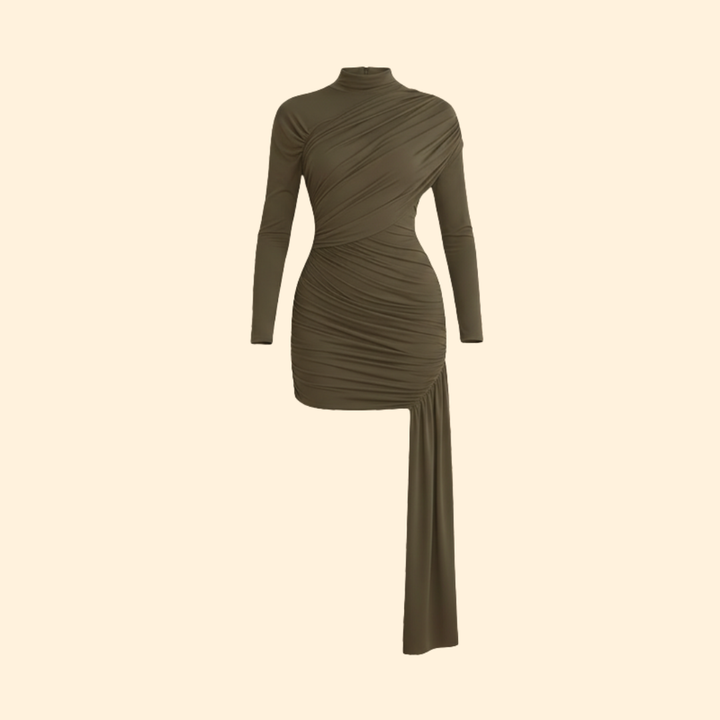 Women's Mini Dress with Stand-Up Collar