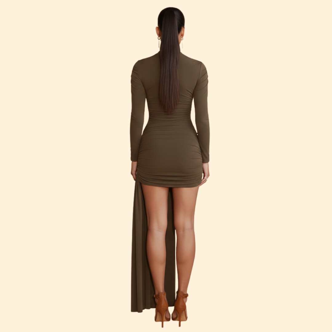 Women's Mini Dress with Stand-Up Collar