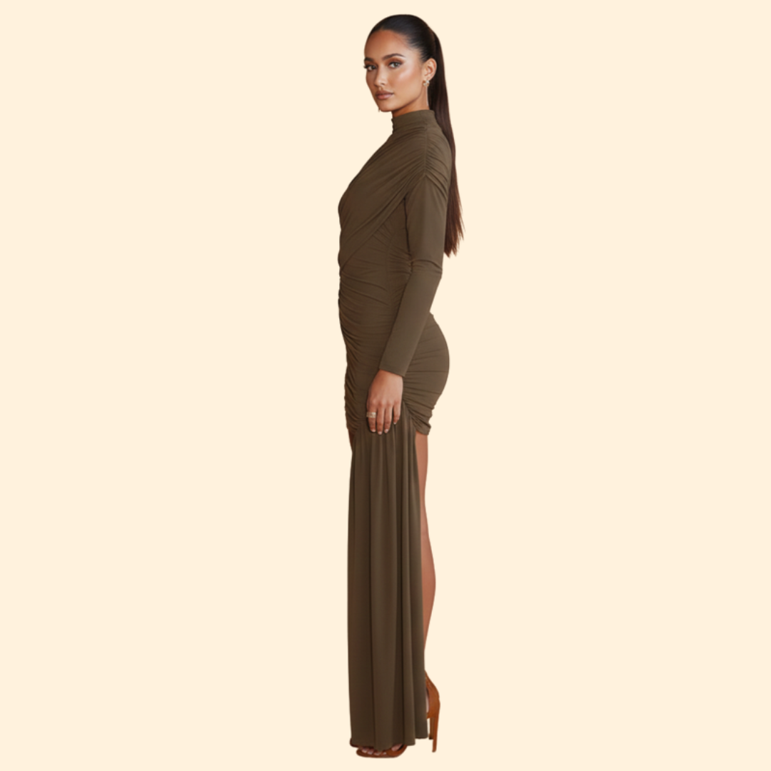 Women's Mini Dress with Stand-Up Collar