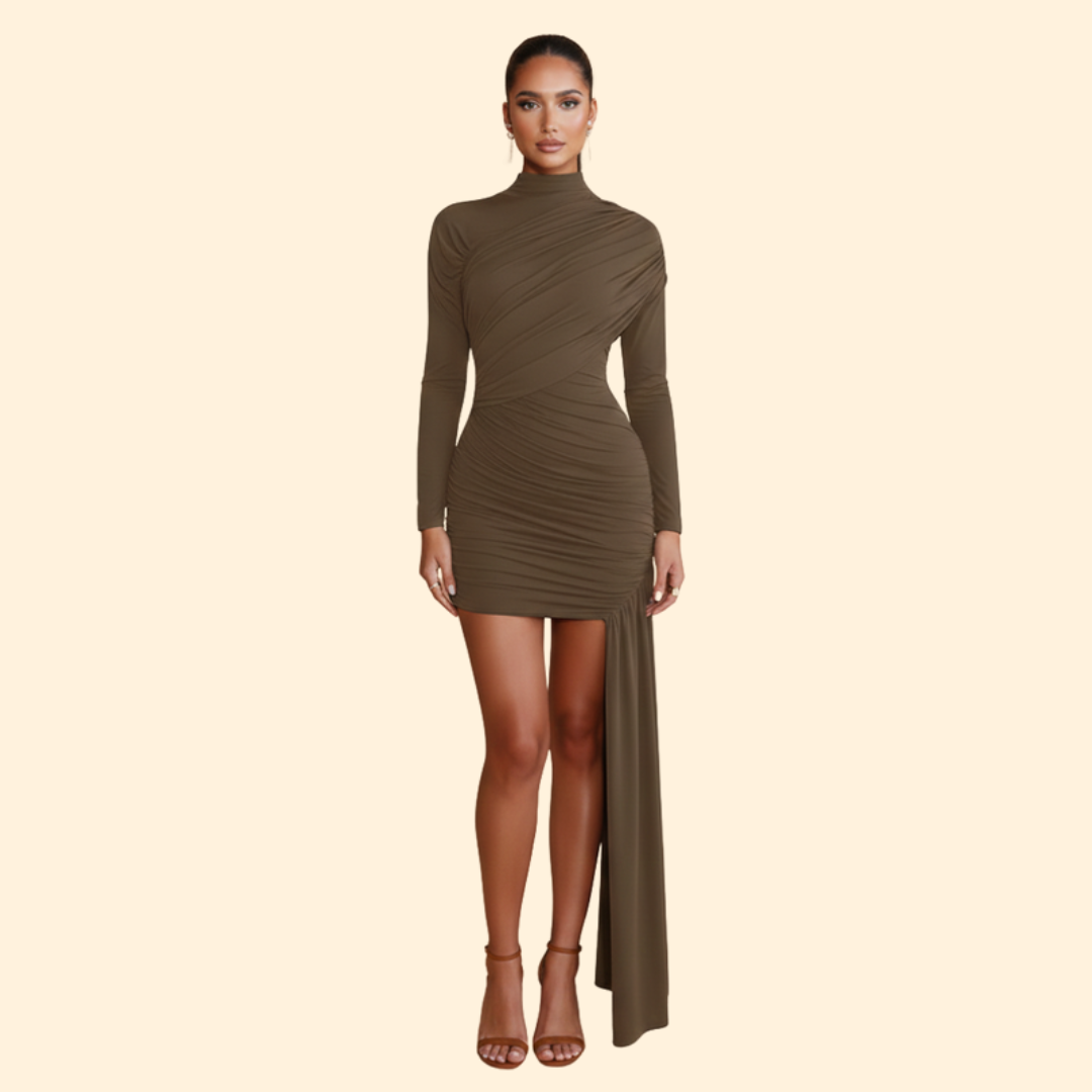 Women's Mini Dress with Stand-Up Collar
