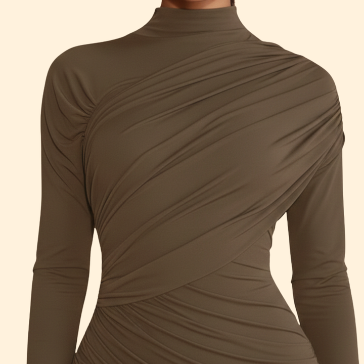 Women's Mini Dress with Stand-Up Collar