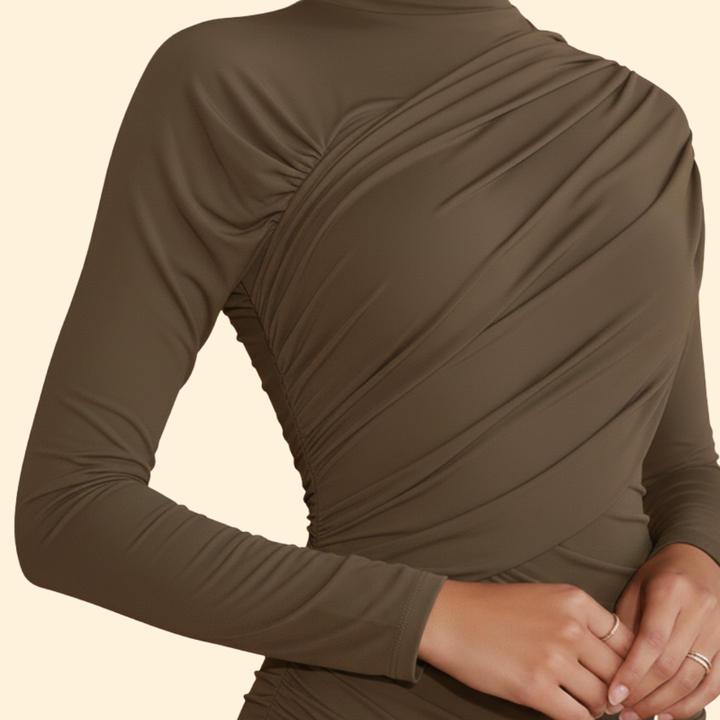 Women's Mini Dress with Stand-Up Collar