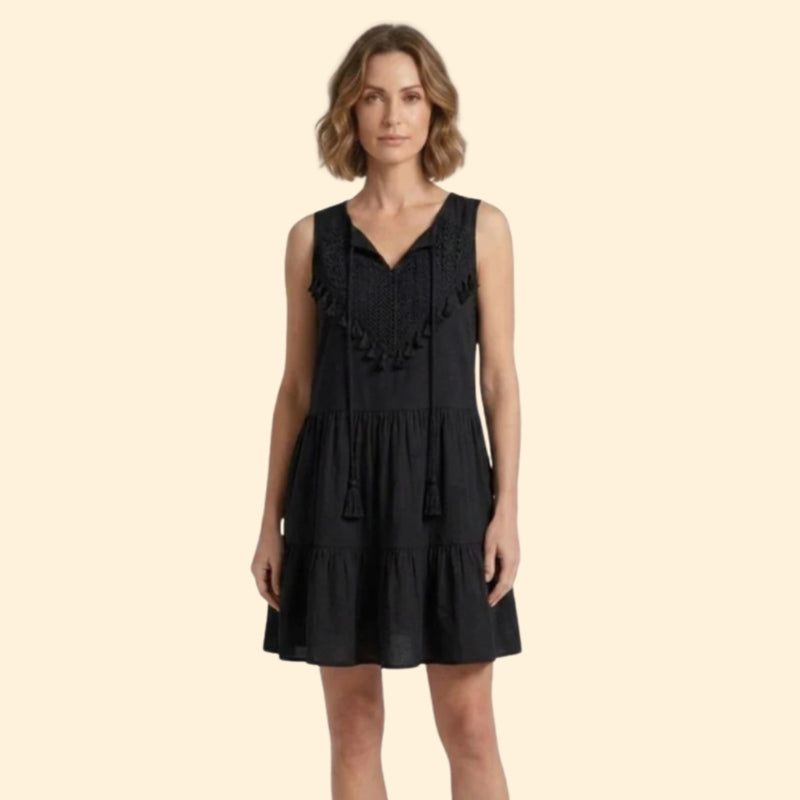 Women’s Mini Tiered Dress with Notched Neck
