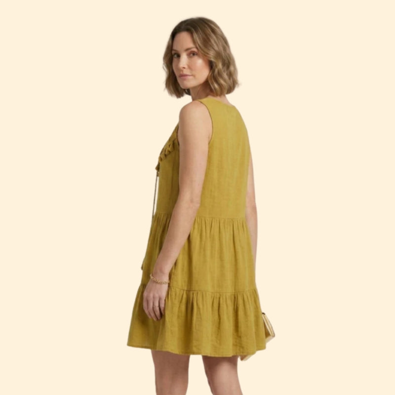Women’s Mini Tiered Dress with Notched Neck