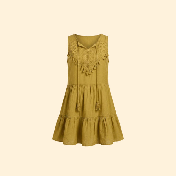 Women’s Mini Tiered Dress with Notched Neck